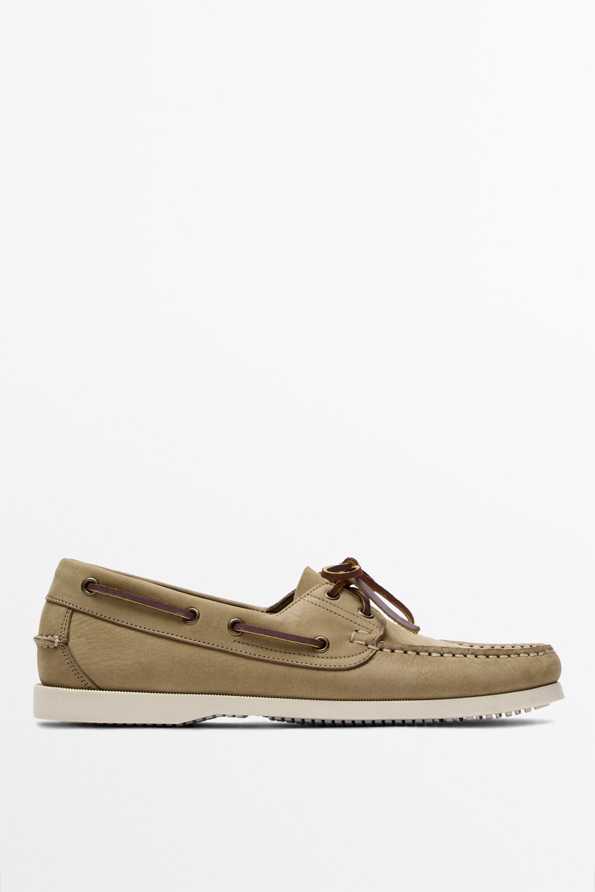 Leather deck shoes — SAND/BROWN
