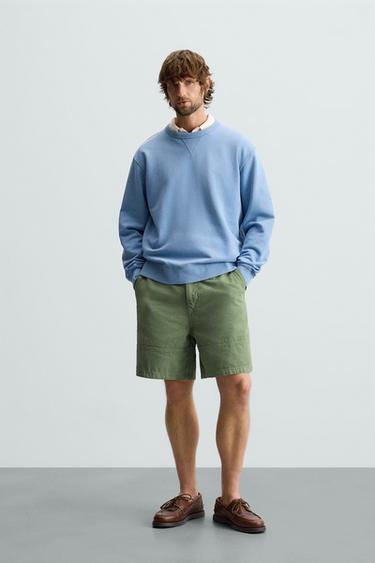 WASHED CANVAS BERMUDA SHORTS - Green by Zara - Image 0