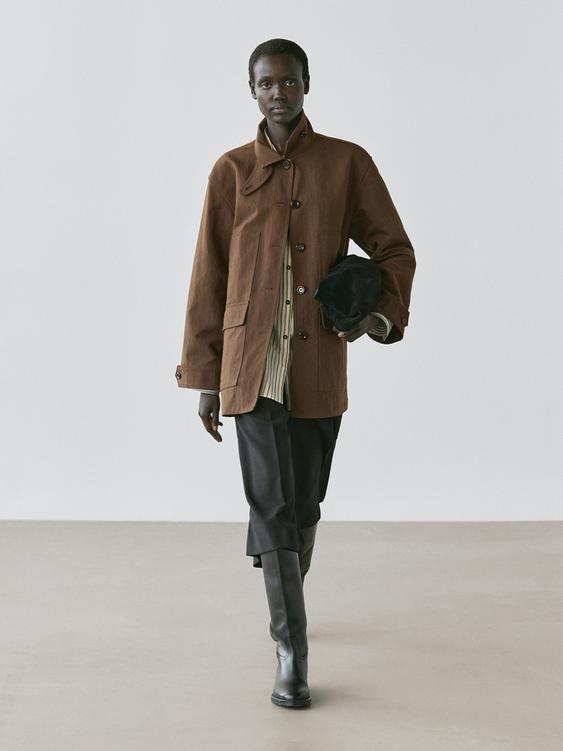 Cotton blend jacket with pockets