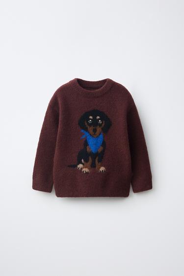 JERSEY PUNTO PERRO BORDADO - Burdeos oscuro de Zara