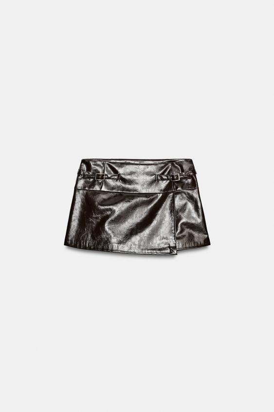 FAUX LEATHER MINI SKIRT - Dark brown by Zara - Image 0
