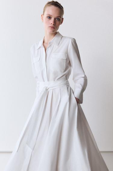 VESTIDO CAMISERO ZW COLLECTION - Blanco de Zara