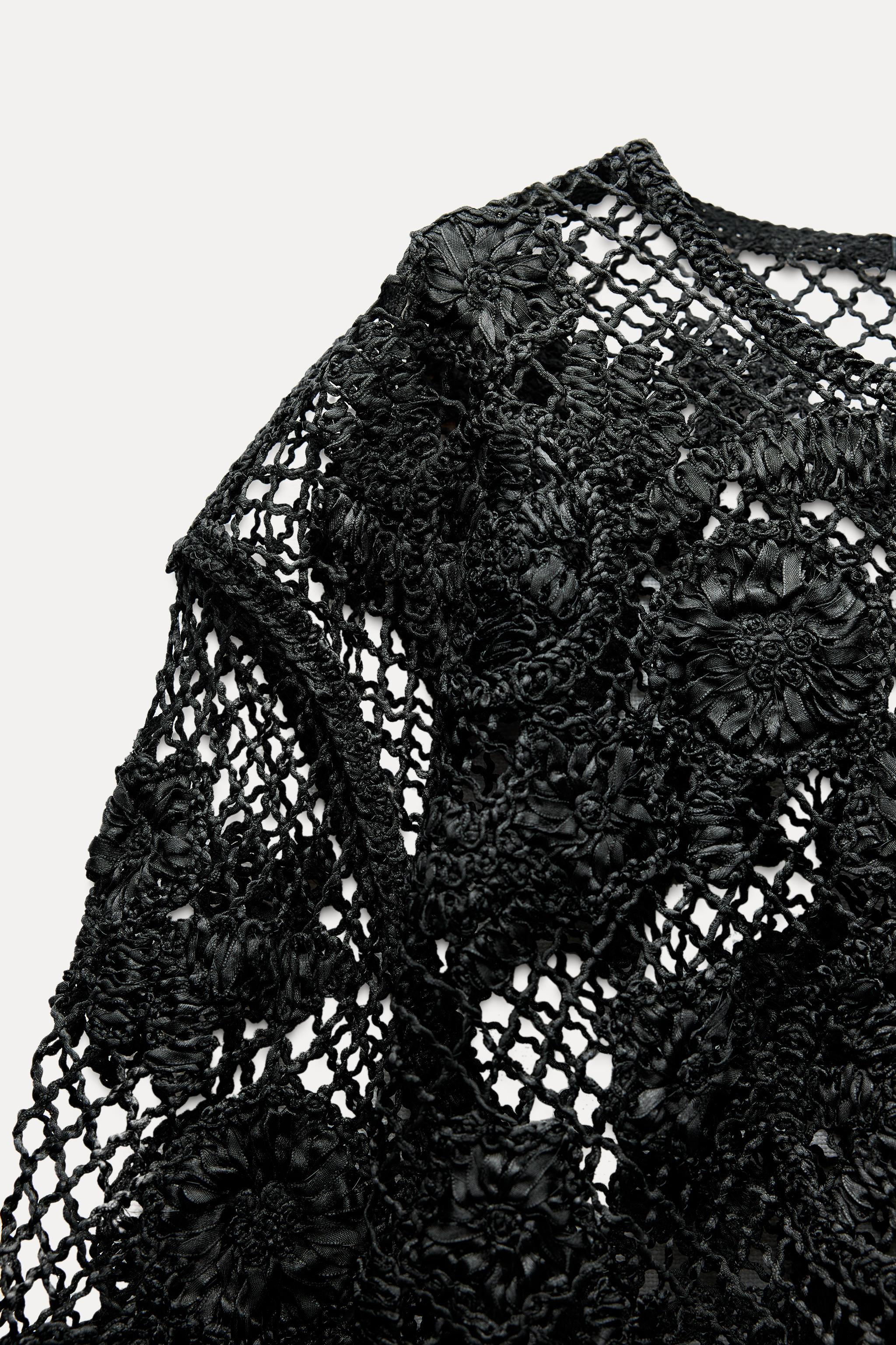 zara black crochet top