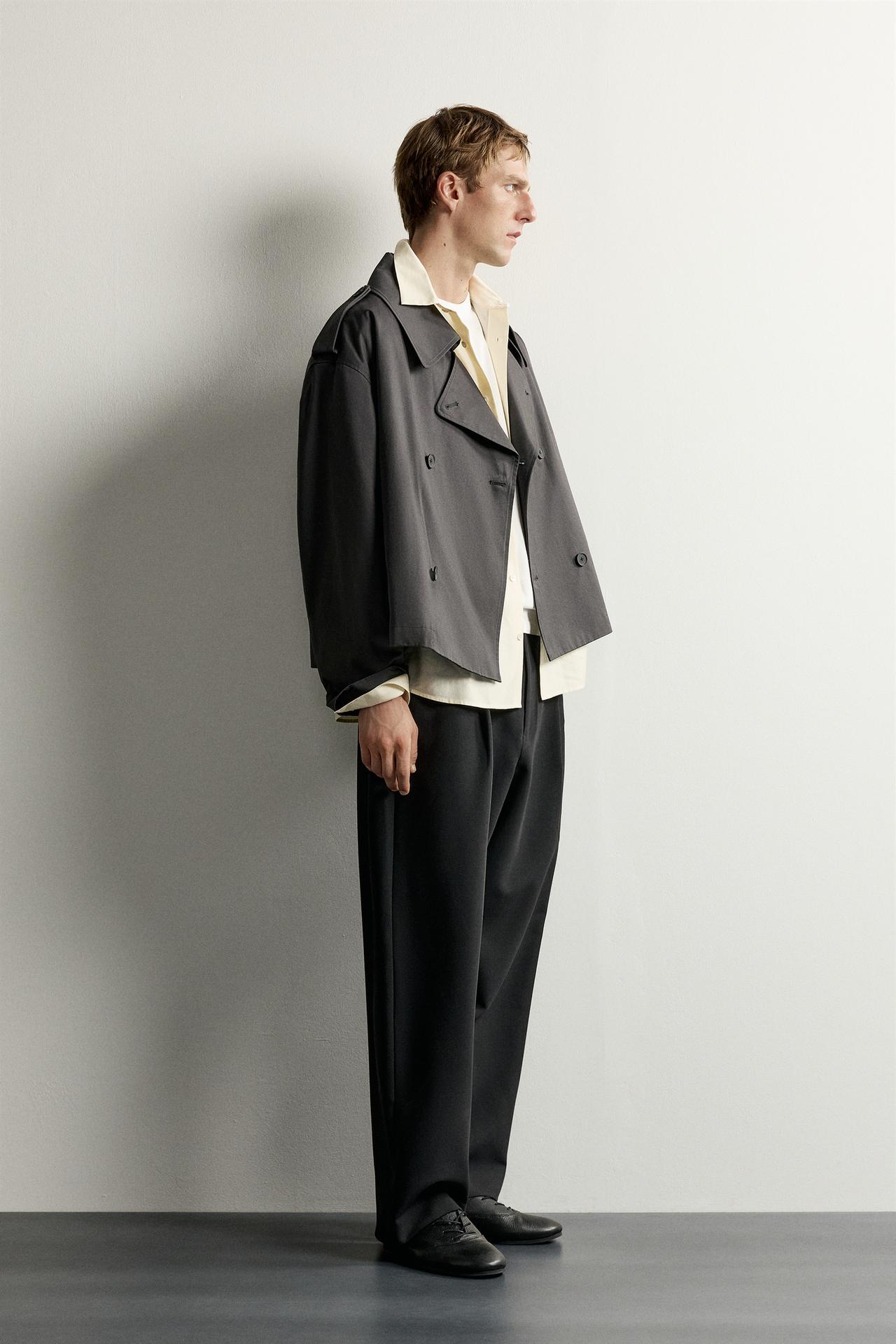 SHORT TECHNICAL TRENCH COAT — Anthracite grey