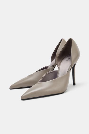 LEATHER HIGH-HEEL SHOES - Taupe Grey by Zara - Image 2