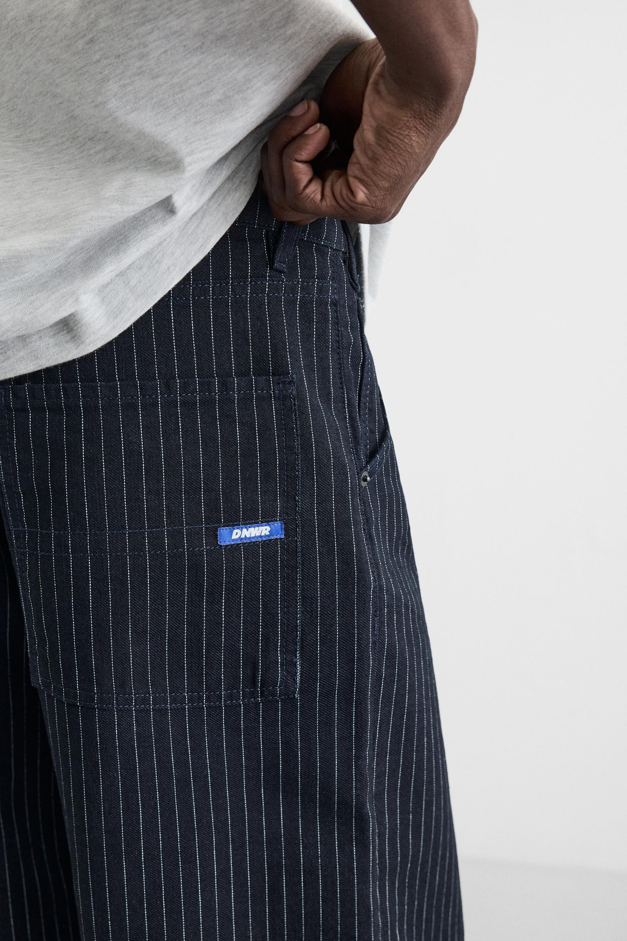 EU36】ZARA ザラ ストライプ柄リラックスフィットパンツ