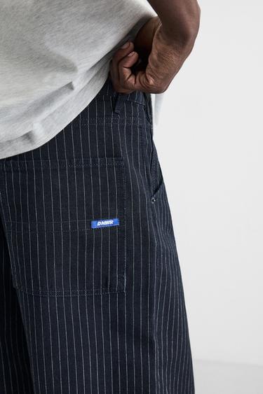 PANTALON RELAXED FIT RAYURES - Bleu de Zara - Image 4