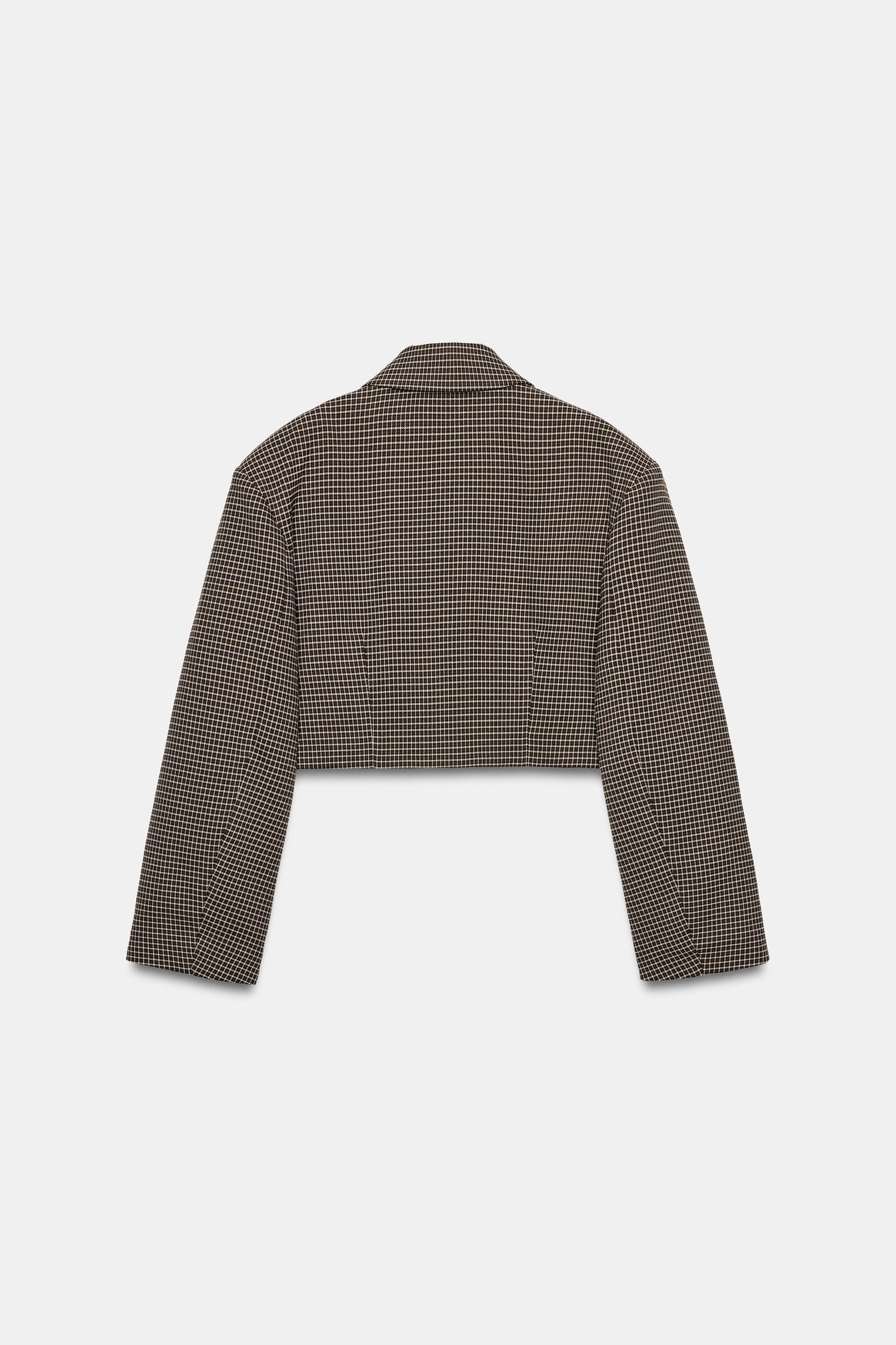 BLAZER CROPPED XADREZ - Caqui | ZARA Brasil