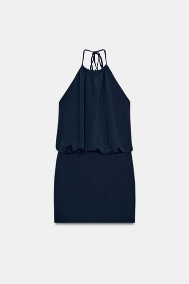 FLOWING HALTER DRESS - Navy blue by Zara - Image 4