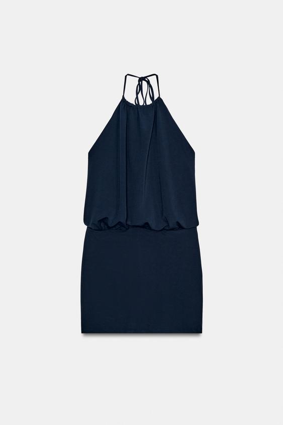 zara blue halter neck dress Zara
