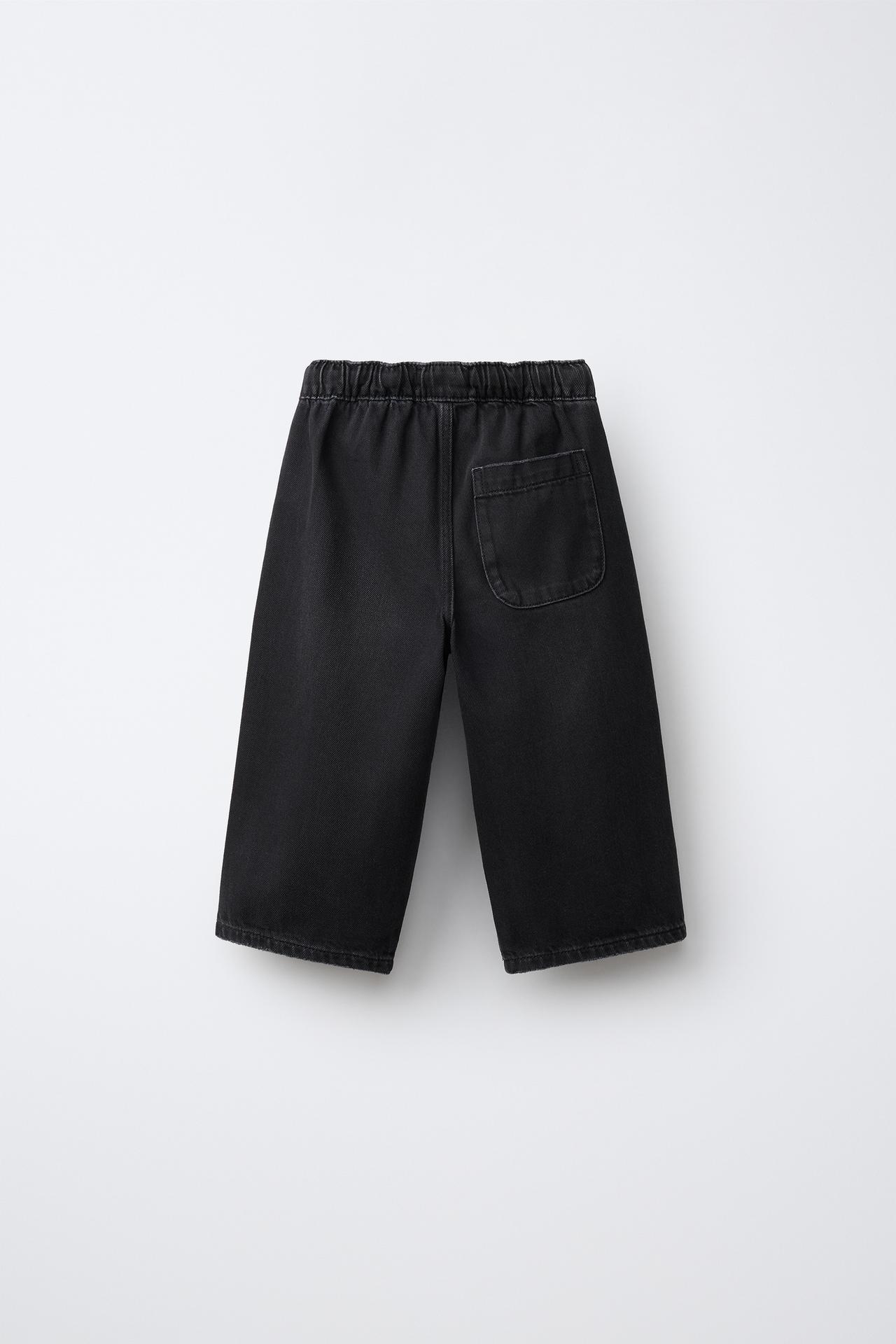 LOOSE TWILL TIE-WAIST PANTS — Black