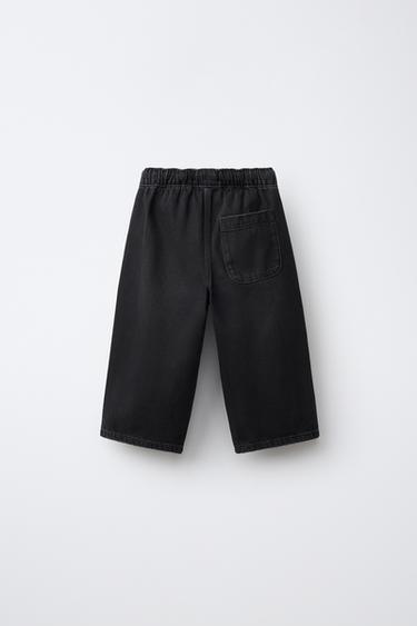 LOOSE TWILL TIE-WAIST PANTS — Black 2