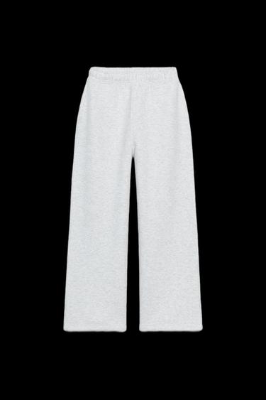 BASIC STRAIGHT FLEECE TROUSERS WITH ADJUSTABLE HEM - Grey marl by Zara