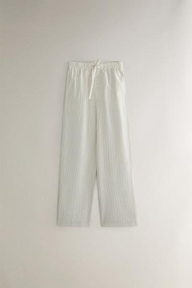 STRIPED TROUSERS - Ecru by Zara