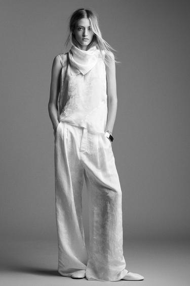 ZW COLLECTION LIMITED EDITION JACQUARD TROUSERS - White by Zara - Image 0
