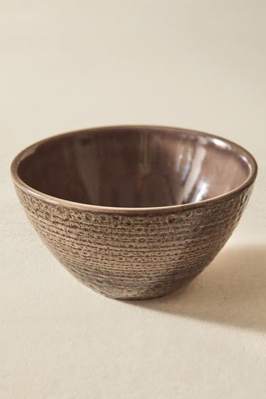 EARTHENWARE BOWL WITH RAISED DESIGN - Grey by Zara - Image 5