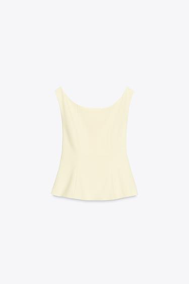 Zara CREPE TOP - Light yellow