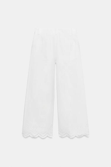 CULOTTES WITH CUTWORK EMBROIDERY - White by Zara - Image 7