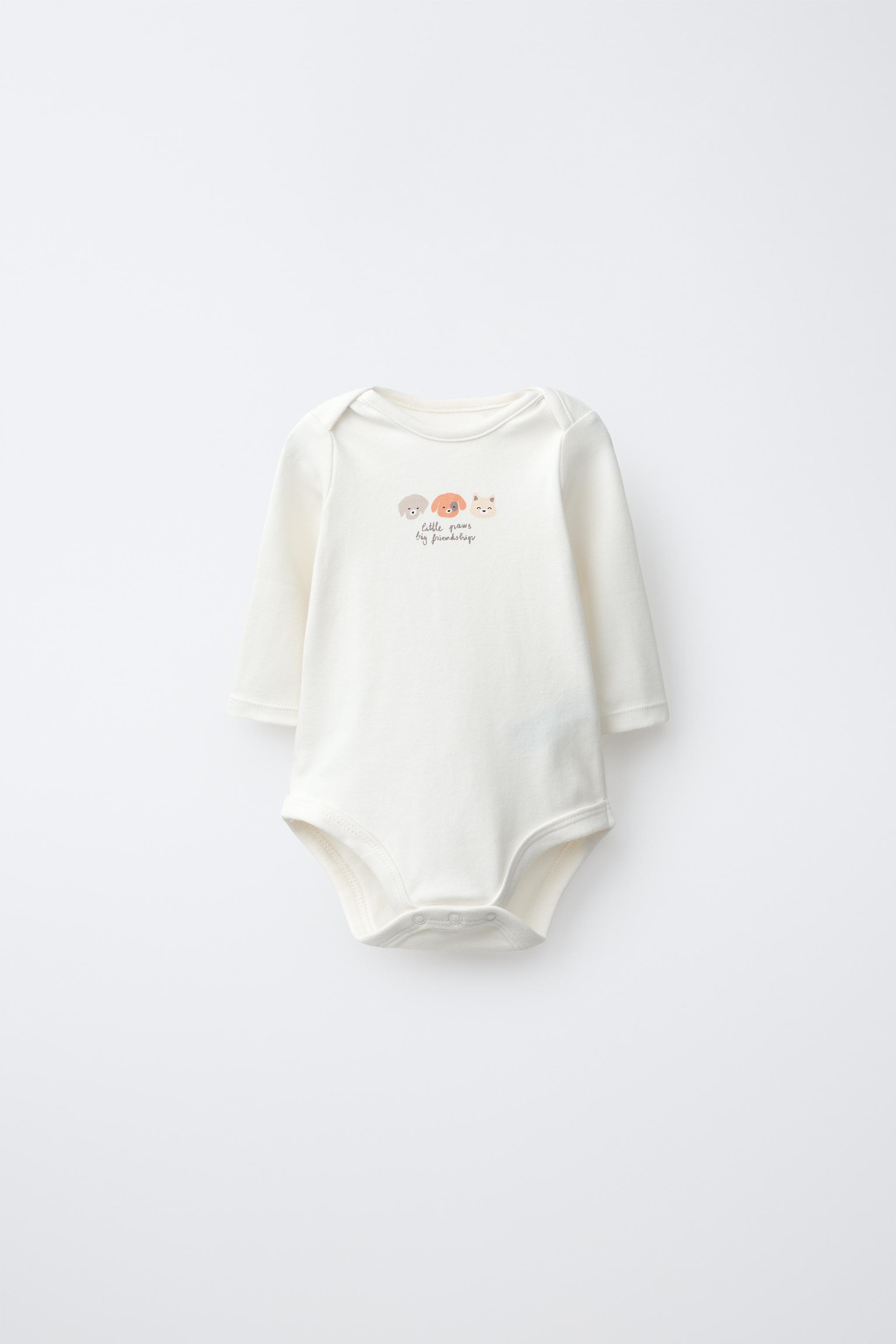 5-PACK PUPPY PRINT BODYSUTIS — Gray / Tan