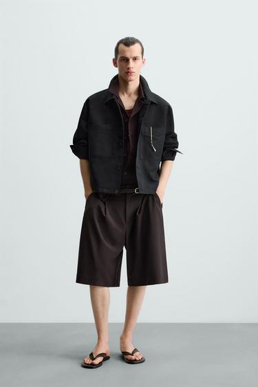 COTTON/LINEN OVERSHIRT - Black by Zara - Image 0