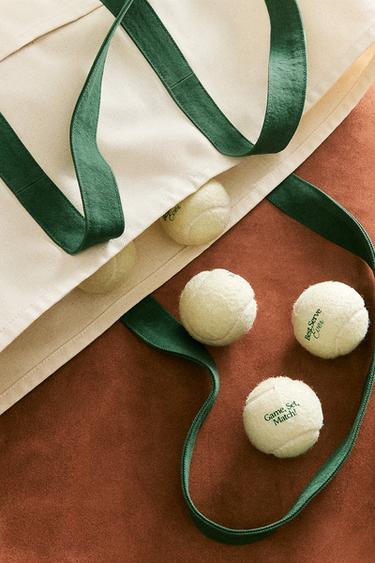 COTTON CANVAS BAG WITH CONTRAST HANDLES - Ecru / Green by Zara - Image 6