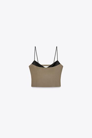 TOP TIRANTES COMBINADO - Marrón / Topo de Zara