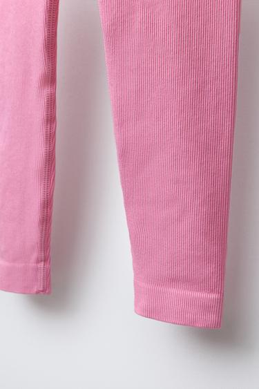 LEGGING THERMIQUE CÔTELÉ INSCRIPTION EN RELIEF - Rose de Zara - Image 3