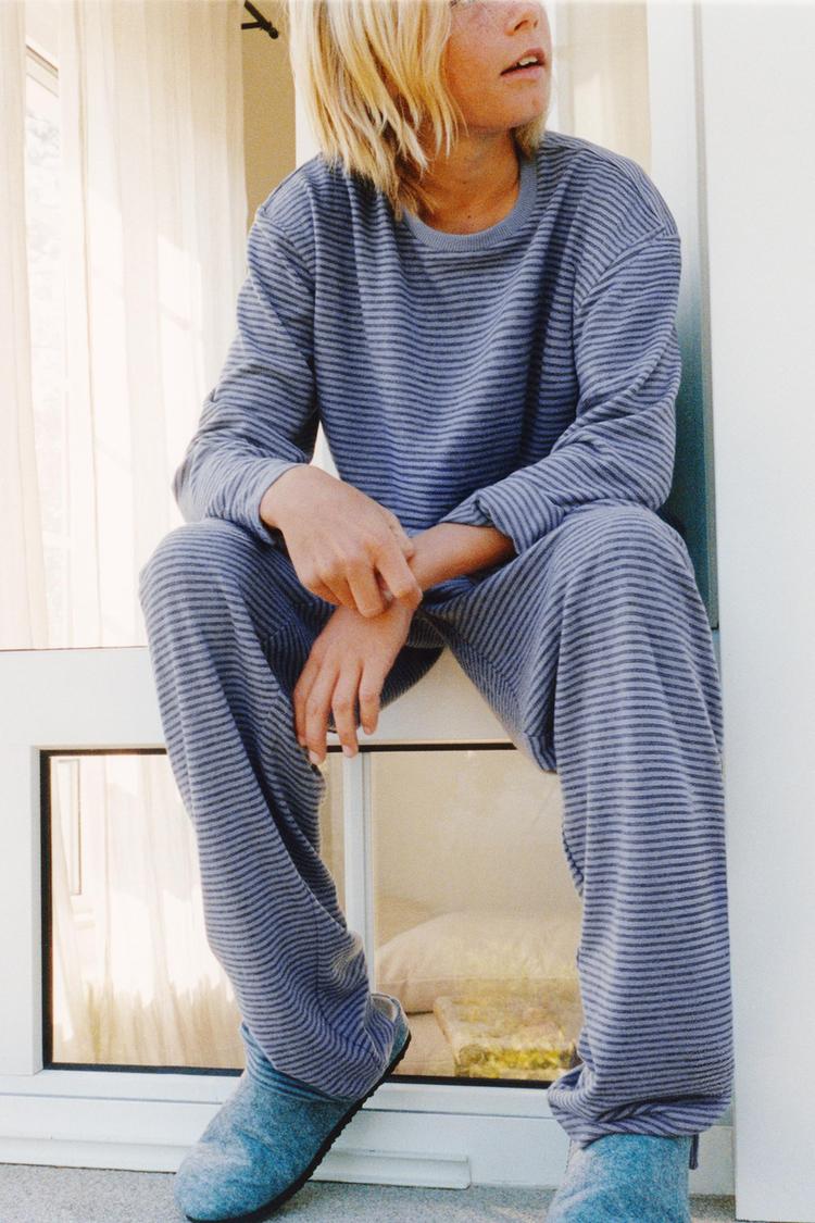 6 14 anos pijama estampado rayas