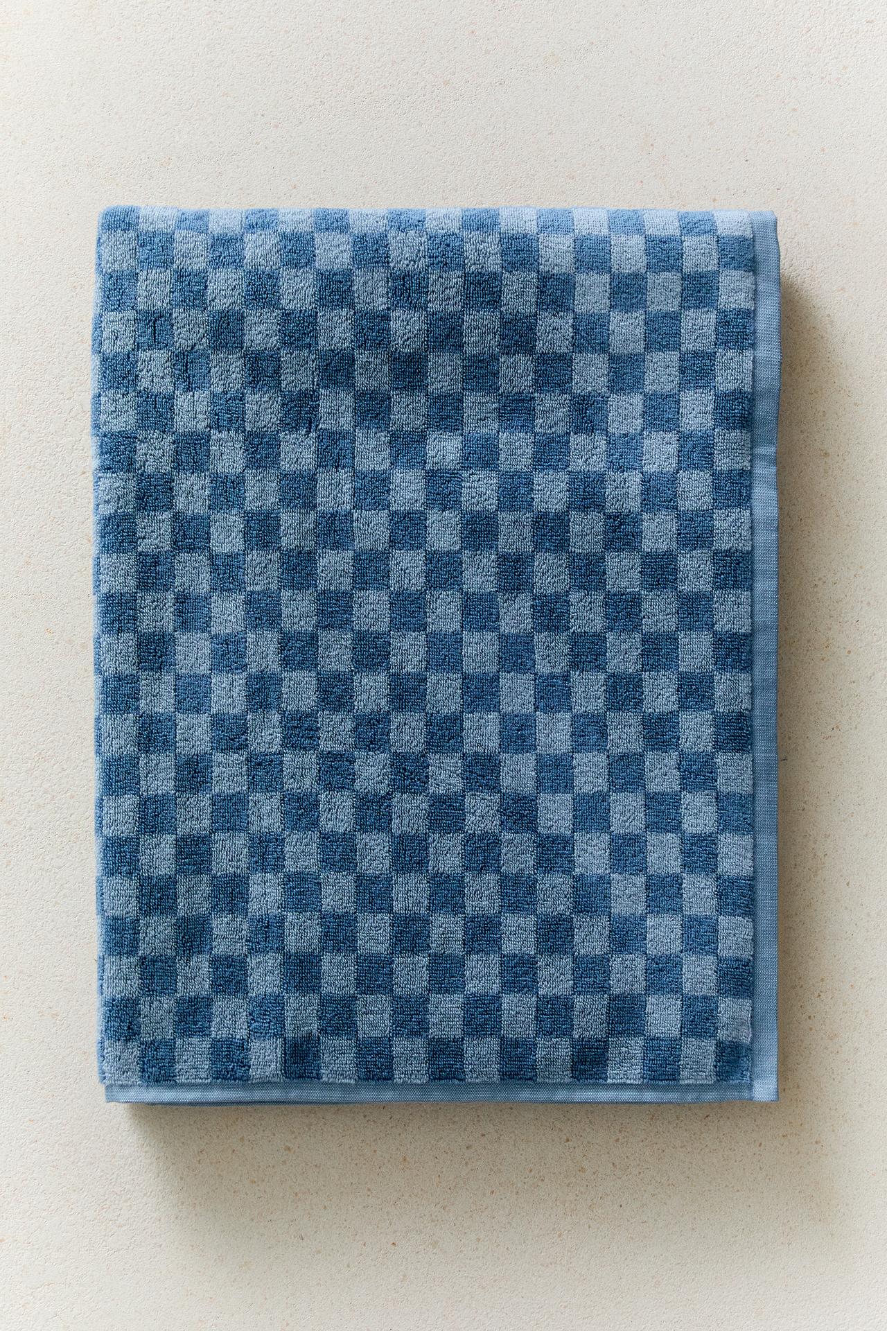 CHEQUERED BATH TOWEL — Blues