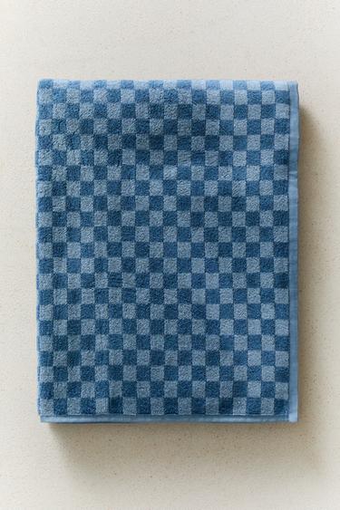 CHEQUERED BATH TOWEL — Blues 1