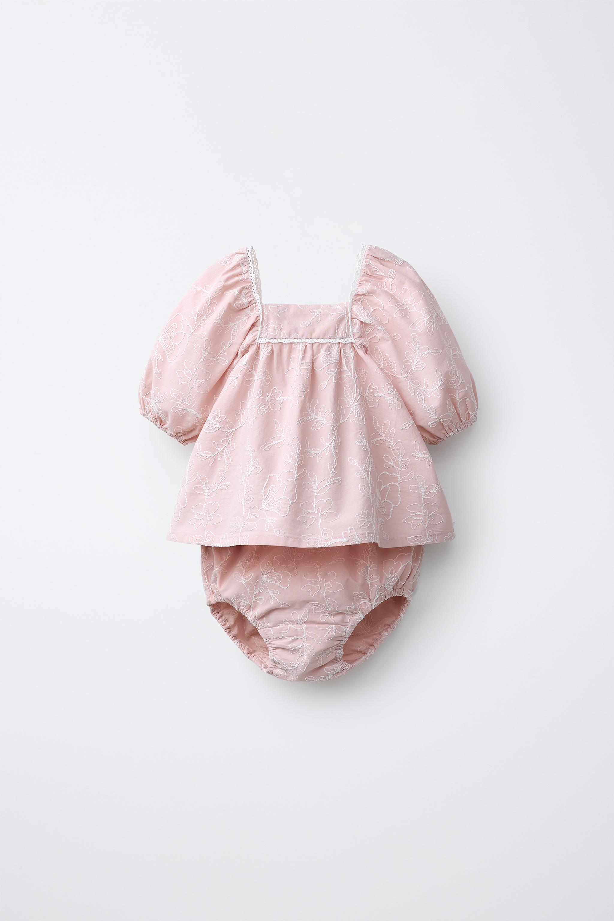 EMBROIDERED LACE SHIRT AND BLOOMERS SET