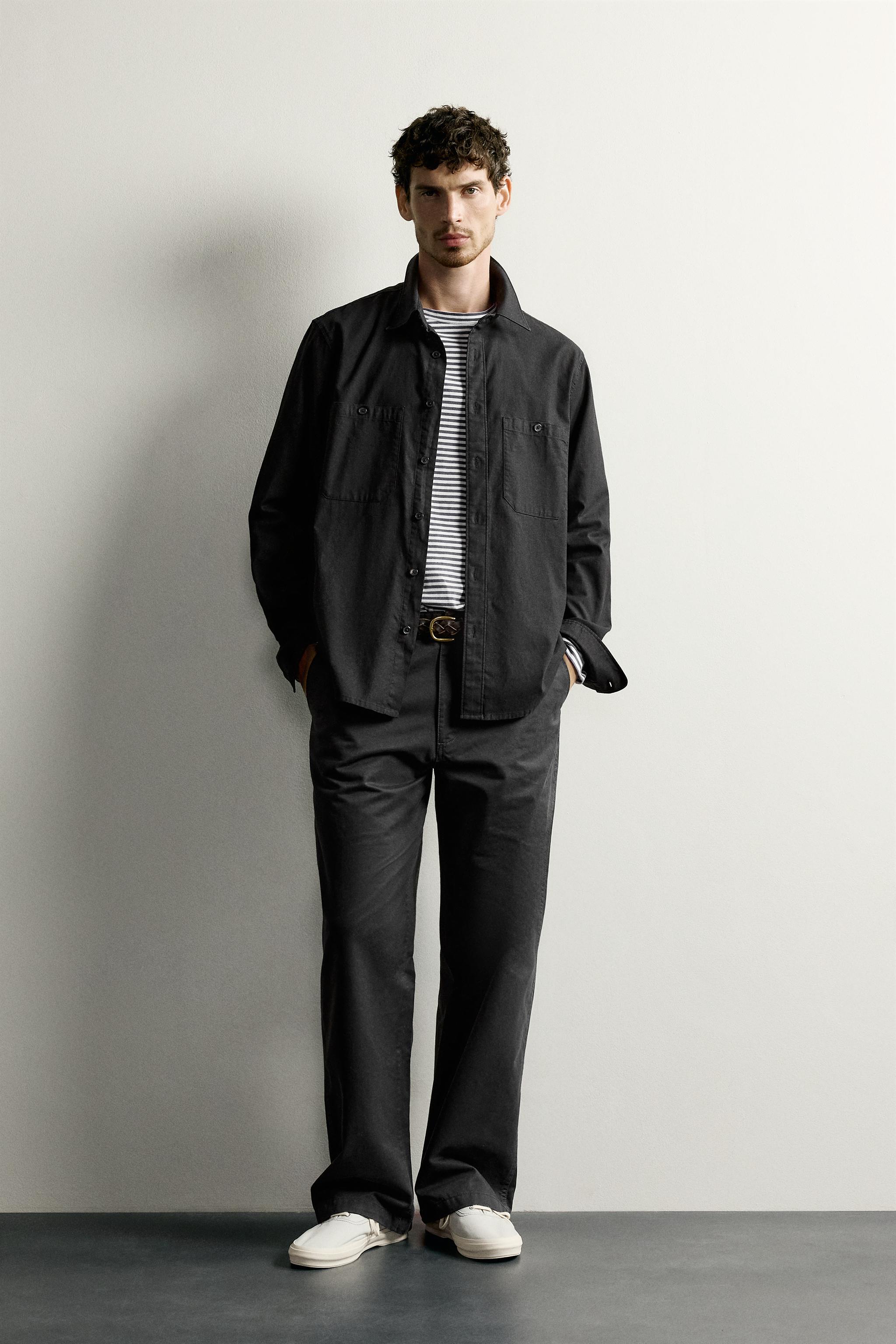 Мужские рубашки Zara REGULAR FIT CHAMBRAY POCKET SHIRT
