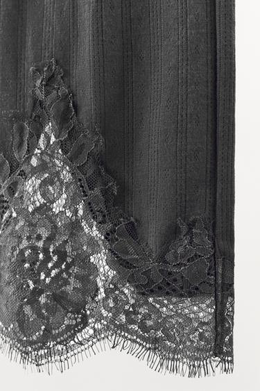PANTALON POINTELLE DENTELLE - Gris foncé de Zara - Image 5