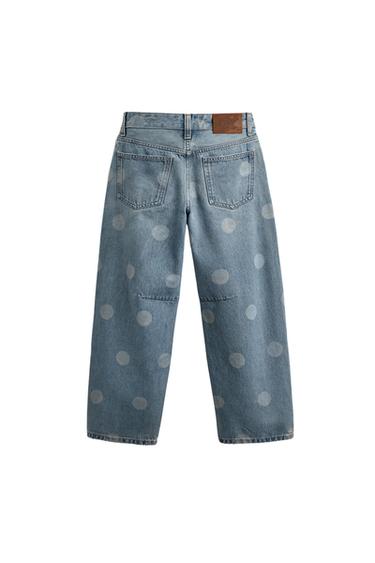 Zara WASHED POLKA DOT BALLOON JEANS HARRY LAMBERT FOR ZARA X DISNEY - Blue