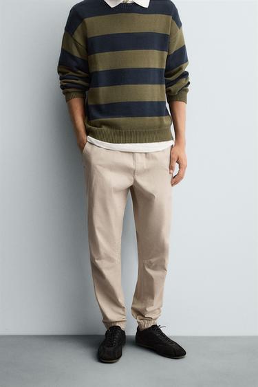 SLIM FIT JOGGER WAIST TROUSERS - Stone by Zara