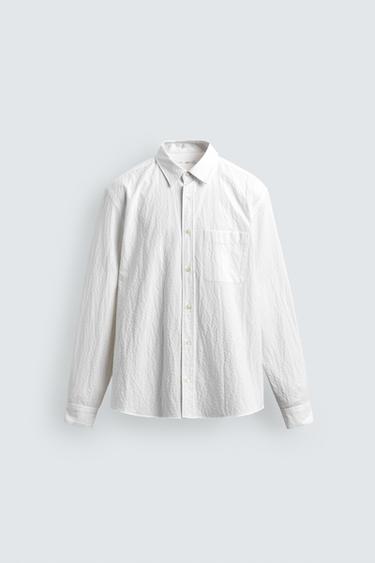 Zara REGULAR FIT TEXTURED SHIRT - Oyster-white
