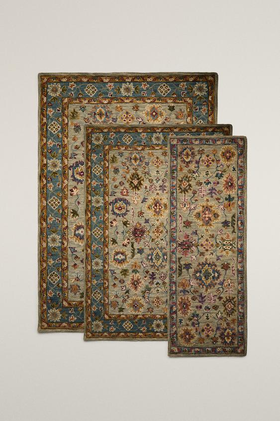 WOOL SYMMETRICAL FLORAL PRINT RUG - Multicoloured by Zara - Image 0