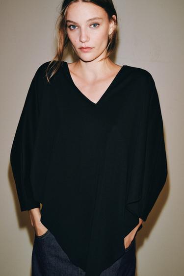 SUPIMA® COTTON CAPE T-SHIRT - Black by Zara