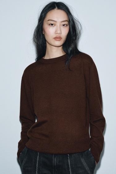 100% EXTRA SOFT WOOL JUMPER - Brown by Zara