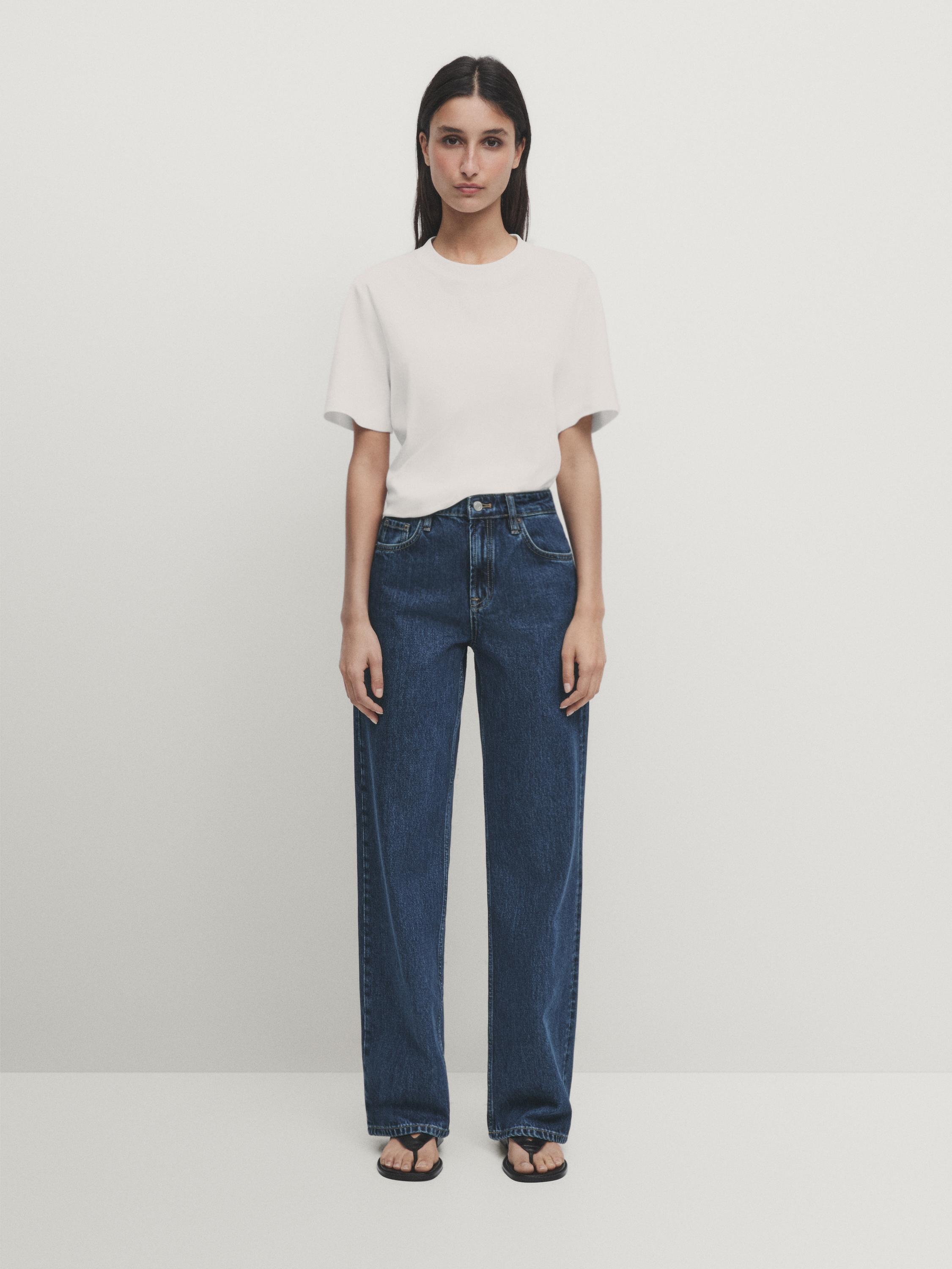 Low-rise straight-leg regular length jeans - Light blue