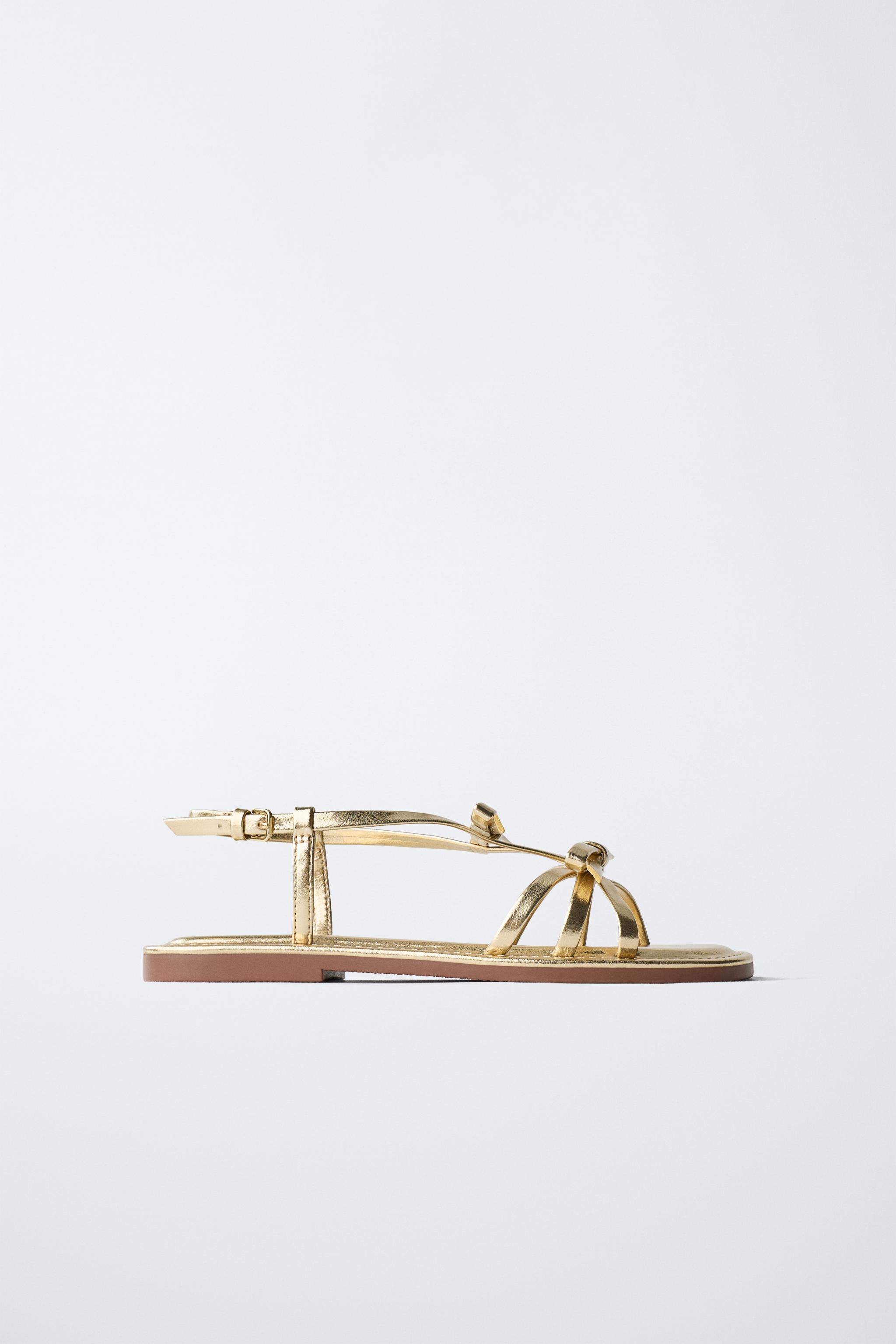 BOW SANDALS — Gold