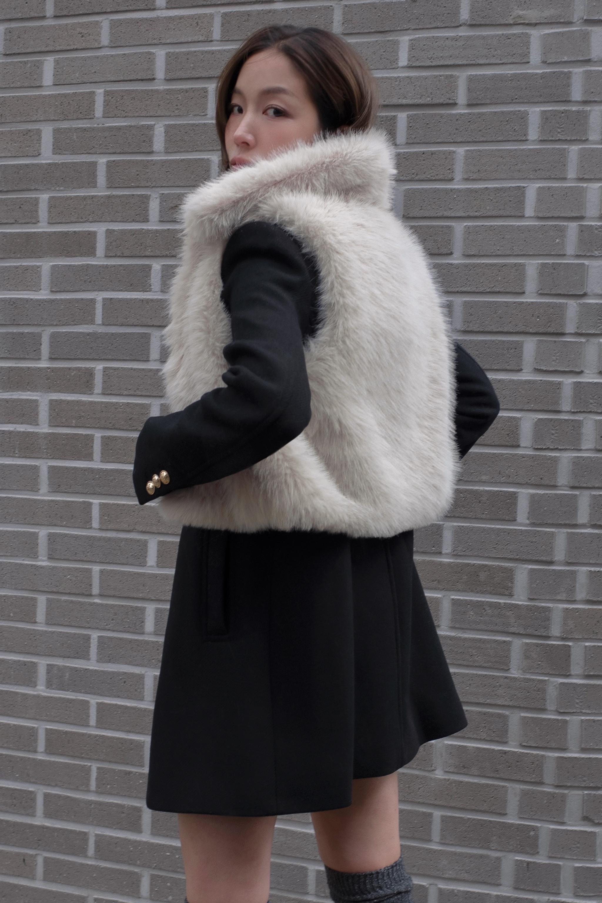 1点のみ入荷❣️スウェードフェイクファーベスト　ライトベージュ フェイクファー ベスト - ライトベージュ | ZARA Japan / 日本