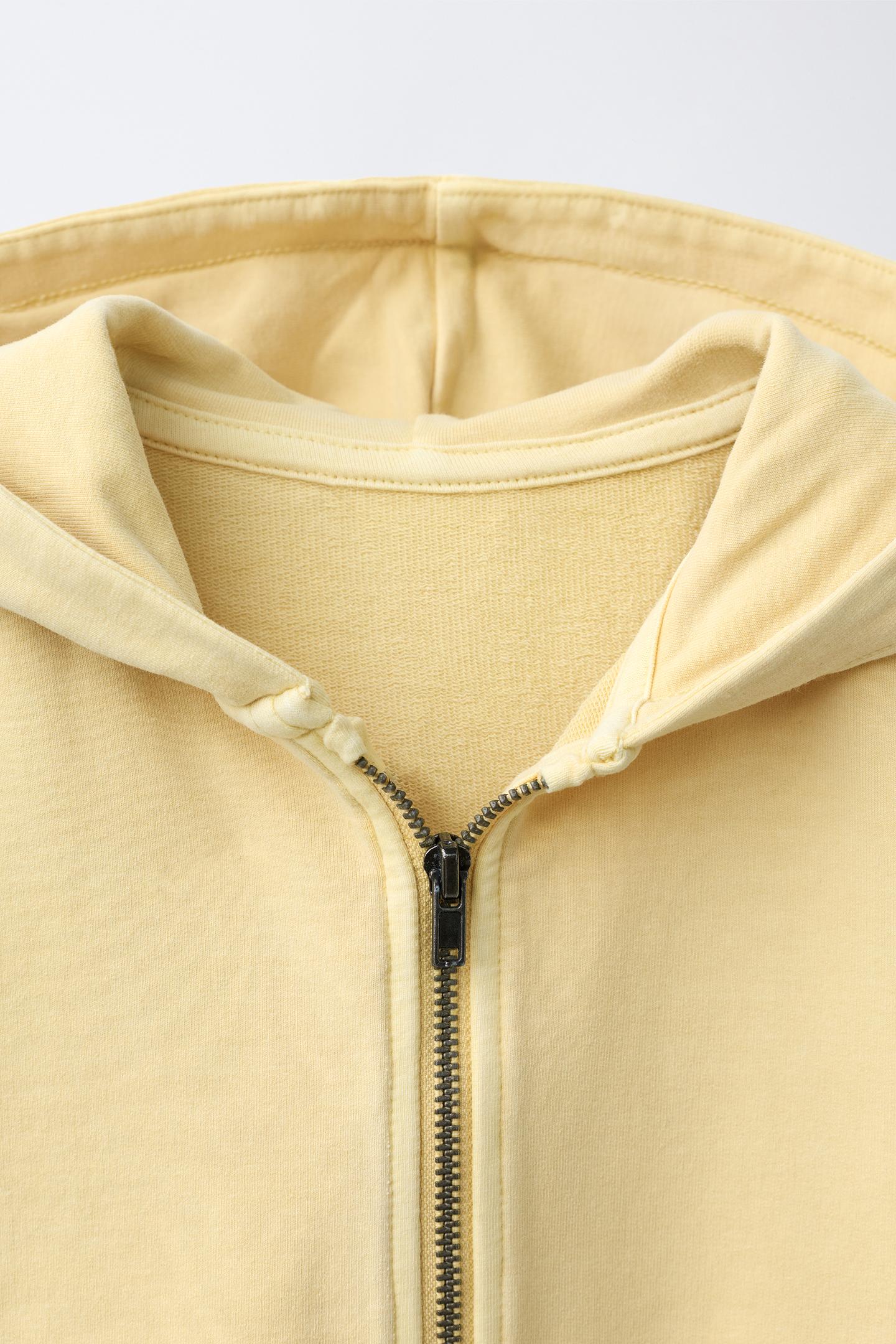 Детское худи Zara Plain Zip-Up, цвет: Ванильный — фото 3