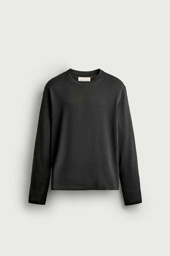 レギュラーフィットロングスリーブTシャツダークアンソラジット0ZaraのレギュラーフィットロングスリーブTシャツ - ダークアンソラジット - 画像 0