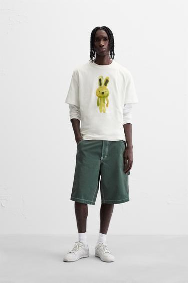 BERMUDA SHORTS WITH CONTRAST TOPSTITCHING - Green by Zara