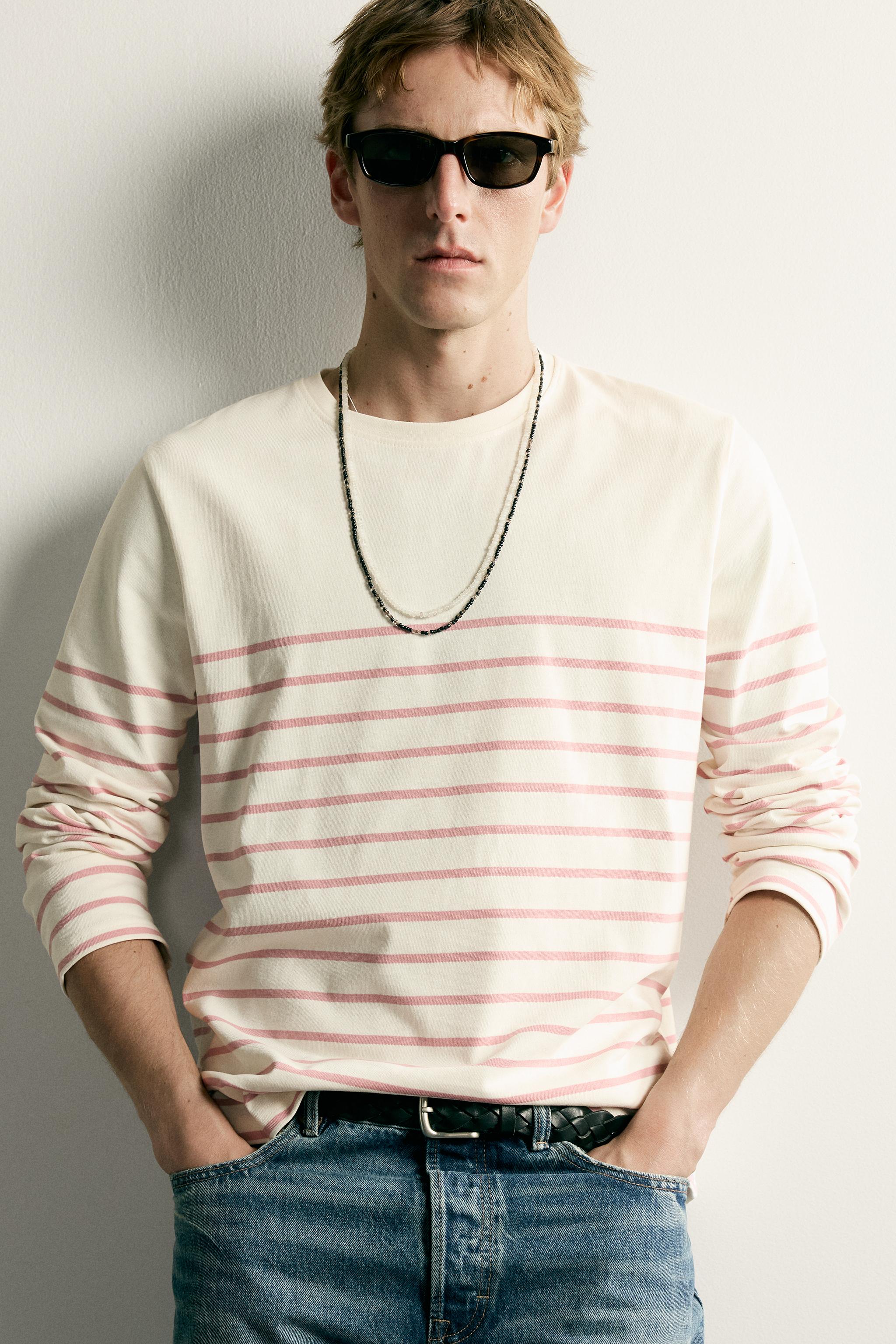 T-SHIRT RELAXED FIT JACQUARD À RAYURES