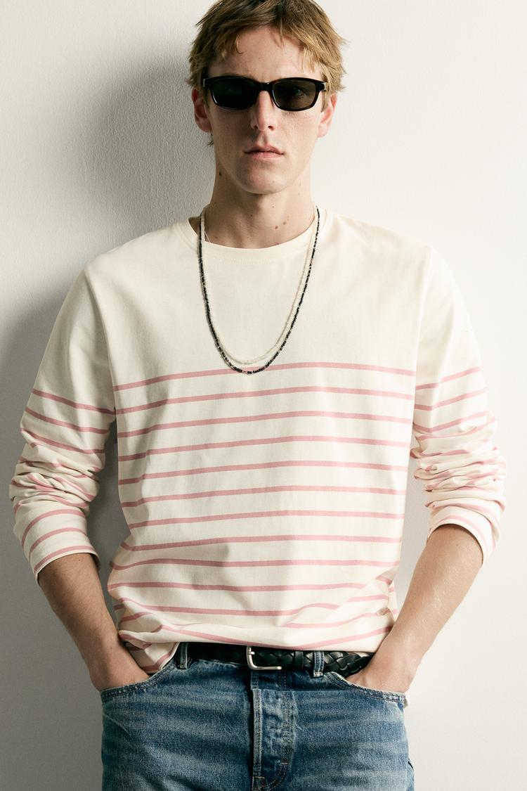 RELAXED FIT JACQUARD STRIPED T-SHIRT