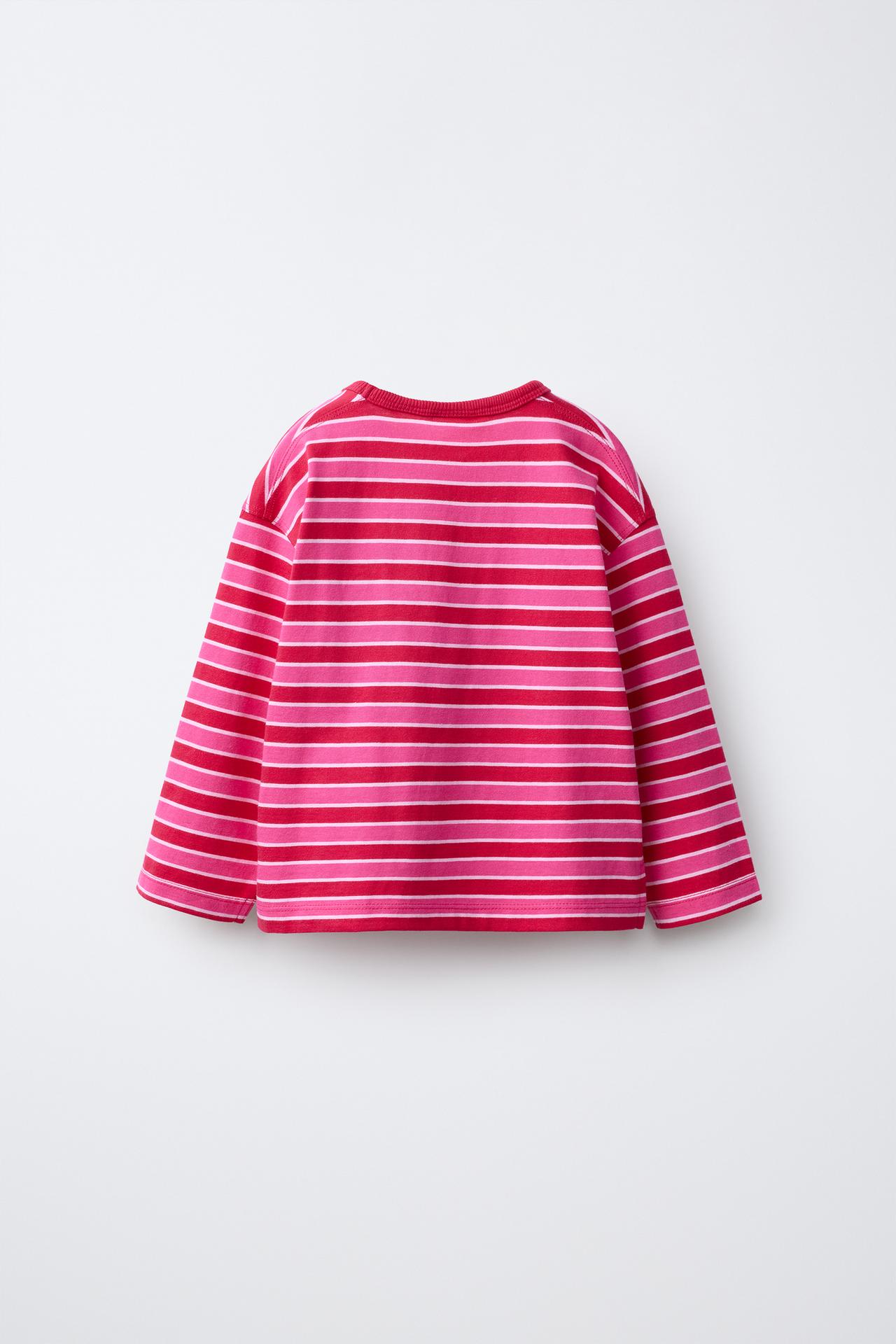 STRIPED HEART T-SHIRT — Red