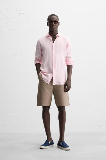 Zara 100% LINEN SHIRT - Pink
