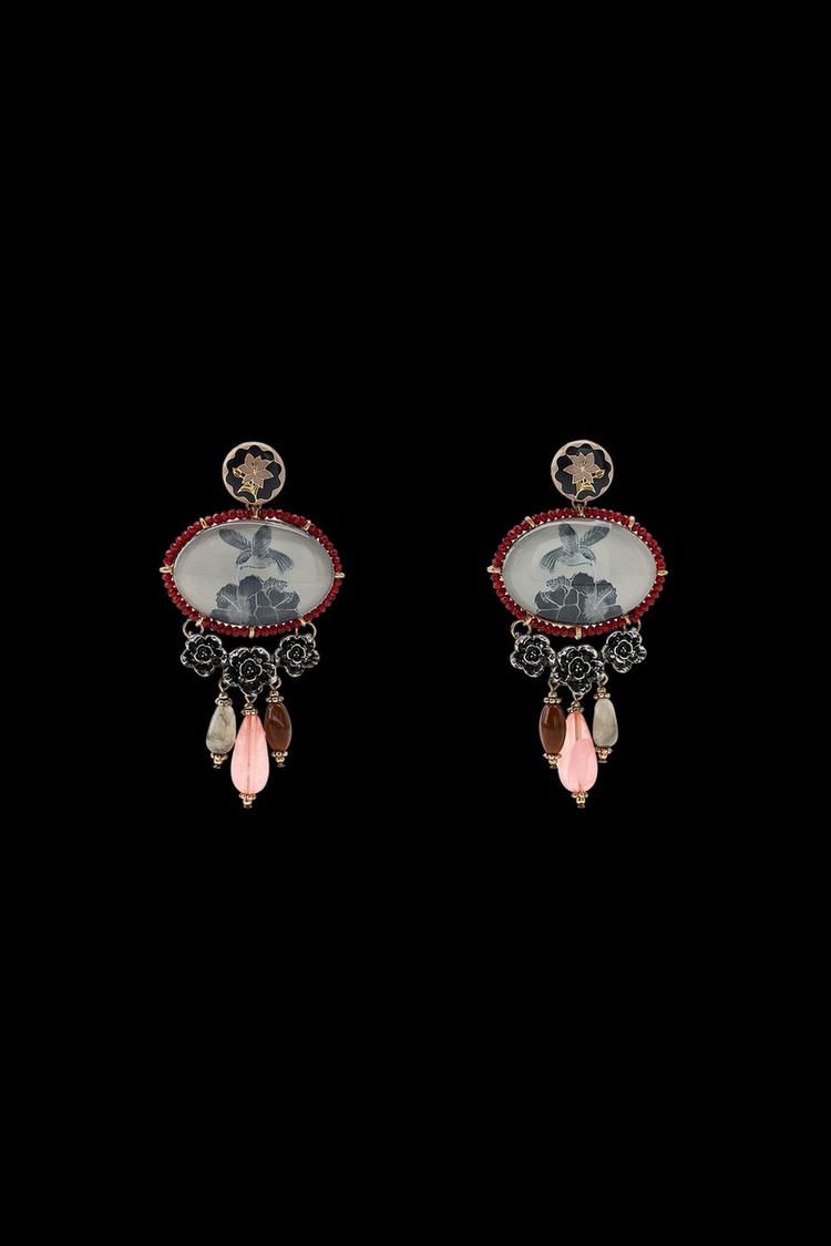 RESIN STONE CHARM EARRINGS
